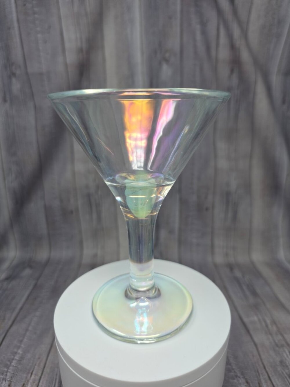 Iridescent Luster Rainbow Glass Martini Dessert 5.25 tall 3.75" wide at top MINT